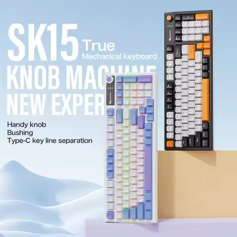 SmailWolf SK15 wired gaming mechanical keyboard, replaceable 3/5-pin shaft body with media knob 96 k