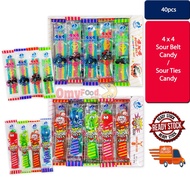 40pcs TwinFish 4x4 Sour Belt Candy / Sour Ties Candy [OmyFood]