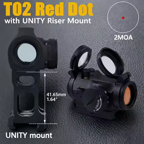 Tactical T02 Red Dot Sight with 1.64'' UNITY Fast Riser Mount T01 Reflex Sight Optics Red Dot Scope 