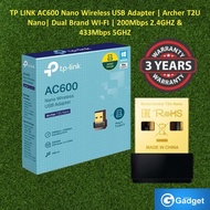 【READY STOCK】TP LINK T2U AC600 Nano Wireless USB Adapter | Archer T2U Nano| Dual Brand WI-FI | 200Mb