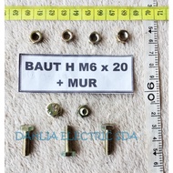 H-BOLT M6 x 20 + NUT M6 Bolt M6 Screw