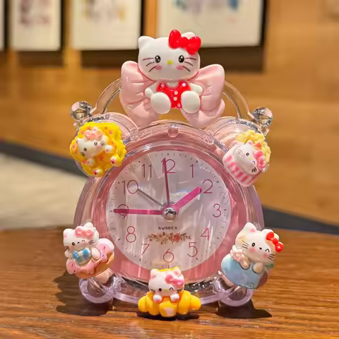 In Stock Cartoon Hello Kitty Pachacco Silent Alarm Clock Bedroom Student Dormitory Get Up Alarm Bedh