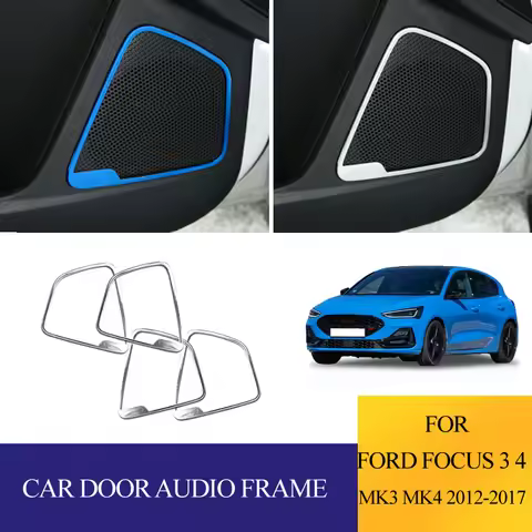 Stainless Steel Car Door Speaker Audio Sound Frame Ring Molding Garnish Cover Trim For Ford Focus 3 