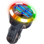Super Fast Charge USB C Car Phone Charger Adapter 6 in 1 with Voltage Display 250W Multi Port Cigare