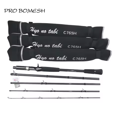 Pro Bomesh 2.28m 5 Sections Carbon Fiber 765H PE 3-6 Full Fuji Components Casting Travel Fishing Rod