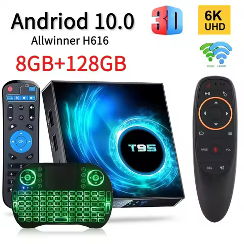 T95 tv box android 10 8GB 128GB allwinner h616 Quad Core UHD10 6K 3D H.265 5g wifi Bluetooth 5.0 Sma