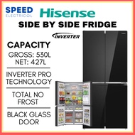 [SABAH ONLY] HISENSE 4 DOOR FRIDGE RQ556N4ABU 530L/427L BLACK GLASS 多门冰箱 PETI SEJUK 4 PINTU PETI SEJ