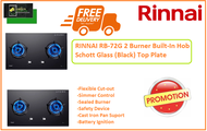RINNAI RB-72G 2 Burner Built-In Hob Schott Glass (Black) Top Plate / FREE EXPRESS DELIVERY