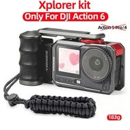 Xplorer Grip Kit For DJI OSMO Action 6 Camera Metal Rabbit Cage Street Photography Handle Bundle Mag