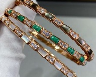 Bvlgari 高版本V金窄版間鑽蛇形手環