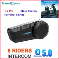 Freedconn KY PRO Motorcycle Intercom Helmet Headset 6 Riders Group Talking FM Radio  Bluetooth 5.0 W