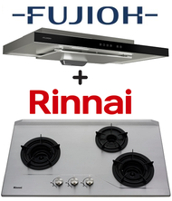 FUJIOH FR-MS1990R 90CM SLIMLINE HOOD WITH TOUCH CONTROL + RINNAI RB-3SI (RB3SI) 3 BURNER INNER FLAME STAINLESS STEEL GAS HOB