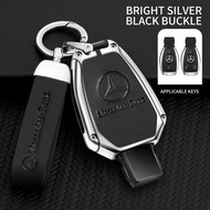 Car Key Case Cover Bag Alloy Leather For Mercedes Benz AMG W204 C200 E200 CLA45 A C CLA E GLA GLC GLE S B CLS Class 2019 2020 2021 2022 Smart Remote Holder Shell Car Styling Accessories