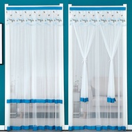 Household Summer Anti-Mosquito Door Curtain Perforation-Free Lace Door Curtain Partition Curtain Kitchen Bedroom Decorative Curtain