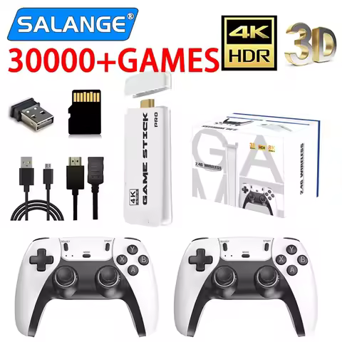 4K Pro Game Stick 64G 30000+ Video Game Console 2.4G Double Wireless Controller 4K Retro Game TV Sti