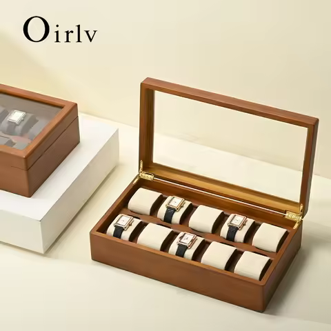 Oirlv 10-Slots Watch Box Wooden Jewelry Organizer Box Watch Organizer Large Multifunctional Watch Di