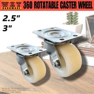 2.5" &amp; 3 " Heavy Duty Rotating White Naylon Castor Wheel 360 Rotatable Caster Wheel