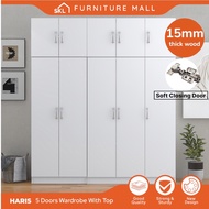 [15mm Thickness] SKL Furniture 5X8FT HAZEL WARDROBE WITH TOP almari baju/kabinet baju almari baju bu