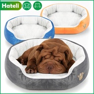 【HATELI】Pet Dog Cashmere Bed Warming Dog House Soft Sofa Material Nest Dog Baskets Kennel For Cat Puppy Supplies
