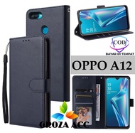 SARUNG BUKU FLIP UNTUK OPPO A12 - LEATHER CASE FLIP- WALLET CASE FLIP OPPO A12 - CASING DOMPET-SARUN