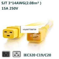 現貨~C19燒C20服務器電源線黃色彩色PDU橫向品字電源線美標認證14AWG