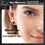[HFY] IG0.8 ct * 2p Black Earrings Real-Moissanite GRA Hip-Hop Earrings Diamond Flat Instead 925 Sil