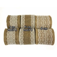 Per 2 METERS - HESSIAN/ BURLAP LACE JUTE RIBBON 3 SIZES