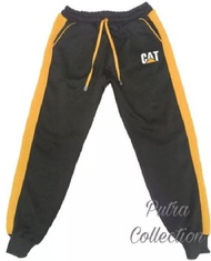 Celana Training Panjang Caterpillar Warna Hitam Strip Kuning l Trening Panjang Pria/Wanita Bahan Kai
