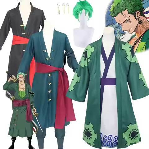 Bilibili Roronoa Zoro Cosplay Costume Anime Zoro Cosplay Zoro Kimono Cloak Uniform Earrings Wig Hall