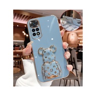 Xiaomi Redmi Note 12 Pro Plus 5G Plating Phone Case Redmi Note 12 Pro+ 12Pro Bear Phone Holder Cover for Redmi Note 12 Candy Color Lens Protection Electroplated TPU Soft Case