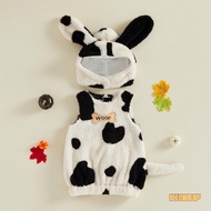 KIDSUP-Baby Dalmatian Dog Costume Winter Warm Sleeveless Tops Plush Animal Costume with Hood