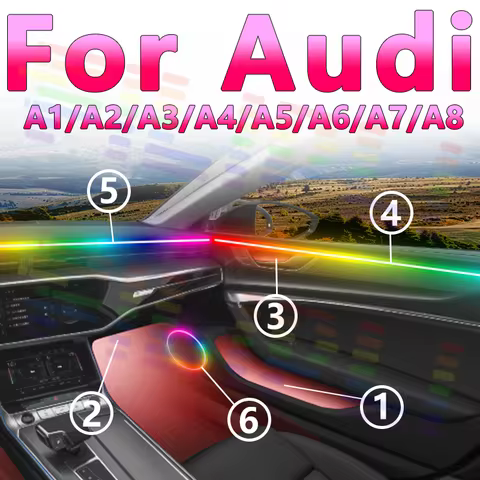 64 Color RGB Car Ambient Light Symphony APP Control 12V Interior Atmosphere Lamp Upgrade Kit For Aud