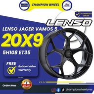 *LENSO* JAGER VAMOS 5 (LiteTech+) 20X9.0 5H108 ET35 BLACK + LASER TEXT (BKW)