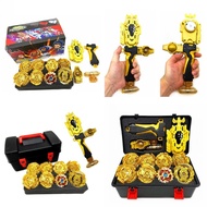 8pcs Golden Beyblade Set Gyro Burst With Launcher Portable Storage Box Kids Gift