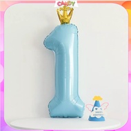 Combo Crown Number Balloon + Pink Blue Hat Birthday decoration for boys and girls BB6