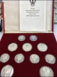 1980 俄羅斯莫斯科奧運會紀念銀幣 一共28個精鑄幣（帶盒）