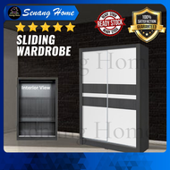 Senang Home 4x6FT 2 Door Sliding Wardrobe Free installation 4 Kaki Almari Baju Sliding Almari Murah 