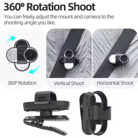 Sports Camera Mount 360 Degree Camera Clip Fixed Mount Clamp for Insta360 GO 3S/GO 3 Sports Camera A