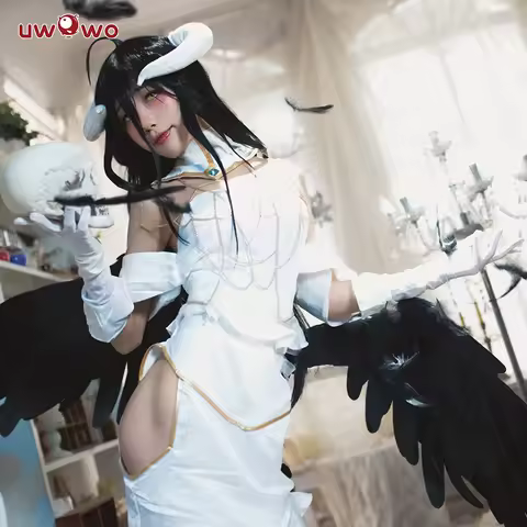 IN STOCK UWOWO Anime Albedo Cosplay Costume Halloween Christmas Costume Cos Women White Dress Albedo