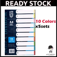 Lion File A4 Color Paper Index Divider File Filing Separator 10Colour 5sets (50sheets total)