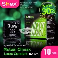 Shex Condoms 002 BEAST 10pcs Hyaluronic Acid Lubricated Condom 52 mm. Ultra Thin Soft Lubricant Adde