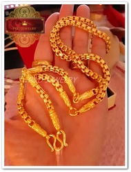 ใหม่!! สร้อยคอชุบทองแท้ 24 K ลายเต๋ากลมขัดททราย 5 ห่วง  น้ำหนัก 5 บาท ความยาว 26 นิ้ว