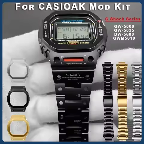 Titanium Modification Kit DW-5600 Metal Strap Case Bezel Set for GW-M5610 GW-5000 Stainless Metal St