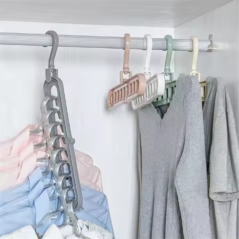 Multi-function Clothes Magic Hanger Tik Tok Save Space Folding Wardrobe Drying Cloth Holder 9 hole R