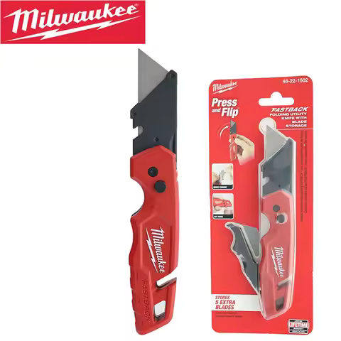 Milwaukee 48-22-1502 FASTBACK™ Folding Utility Knife With Blade Storage Quick Wire Stripping Durable