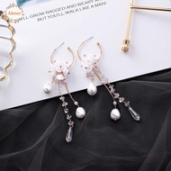 AHOUR Drop Earrings Fairy Personality Ocean Flower Imitation Pearl Beads Beach Sweet Long Water drop