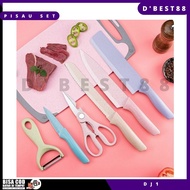 GRATIS ONGKIR PROMO!! Pisau Dapur Set isi 6pcs Colorful Stainless Steel EAEAABCH - Kitchen Knife Set Multicolor COD