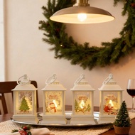 1pc 6cm X 13.5cm Creative Christmas Pattern White Plastic LED Decorative Lantern, Warm Christmas Sty