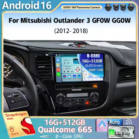 Android 16 For Mitsubishi Outlander 3 GF0W GG0W 2012-2018 Stereo Car Radio Multimedia Video Player G