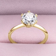 2.0-3.0CT Moissanite Solitaire Ring Yellow Gold Plated 2CT Engagement Wedding Ring Band 925 Silver C